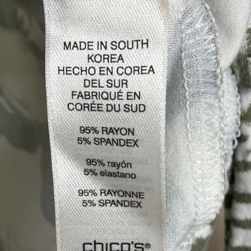 Chico's Green and Yellow Floral Blouse Size 3 - Picture 5 of 6